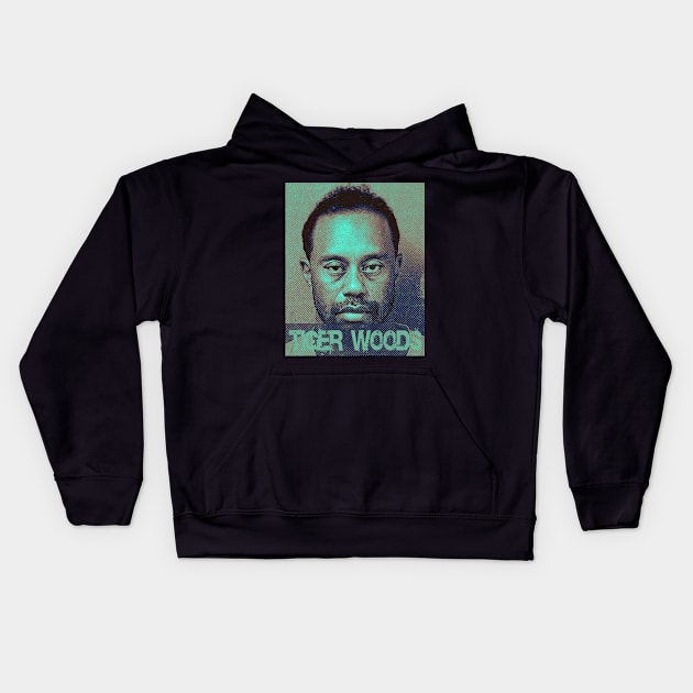 Solarize Illustrations - Tiger Woods Cool guy Kids Hoodie by DekkenCroud